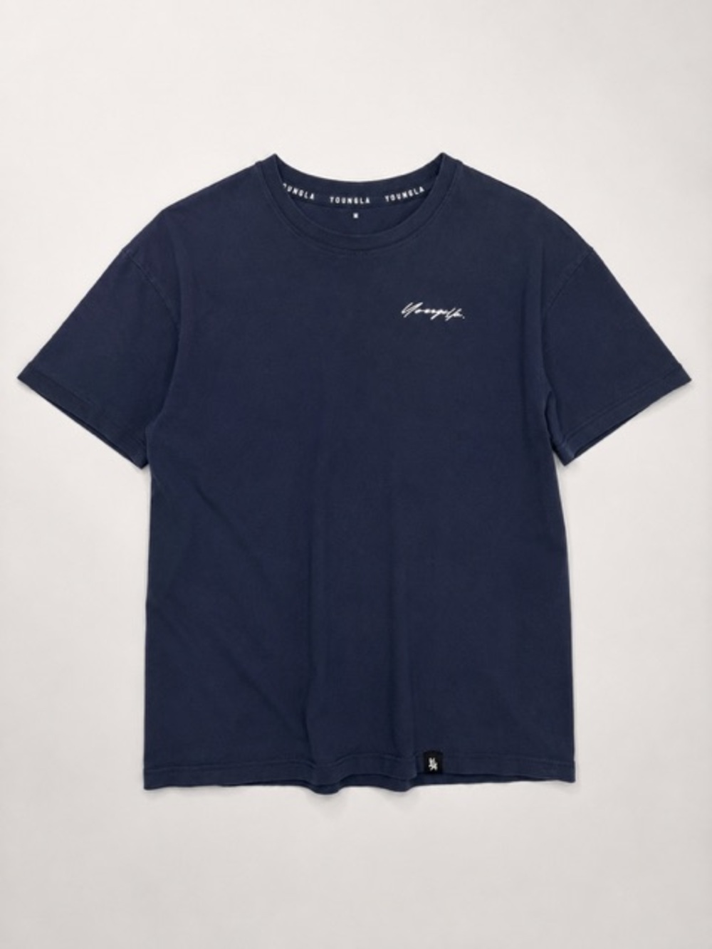 YoungLA Navy Blue Signature Logo 100% Cotton Oversized T-Shirt Men’s Large
